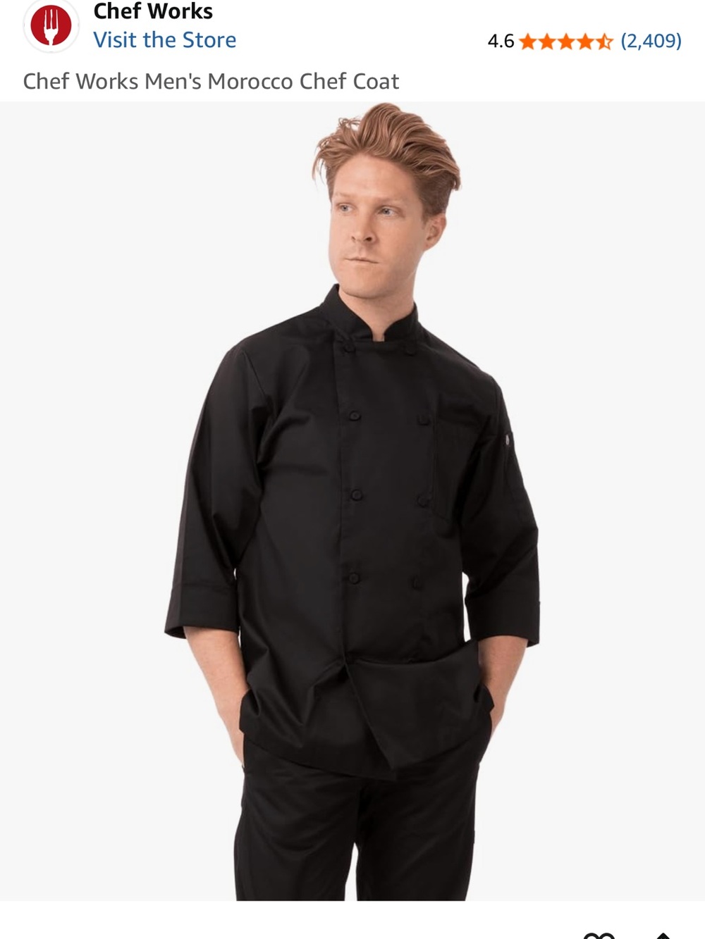 Chef Works Morocco Men's Chef Coat in Black